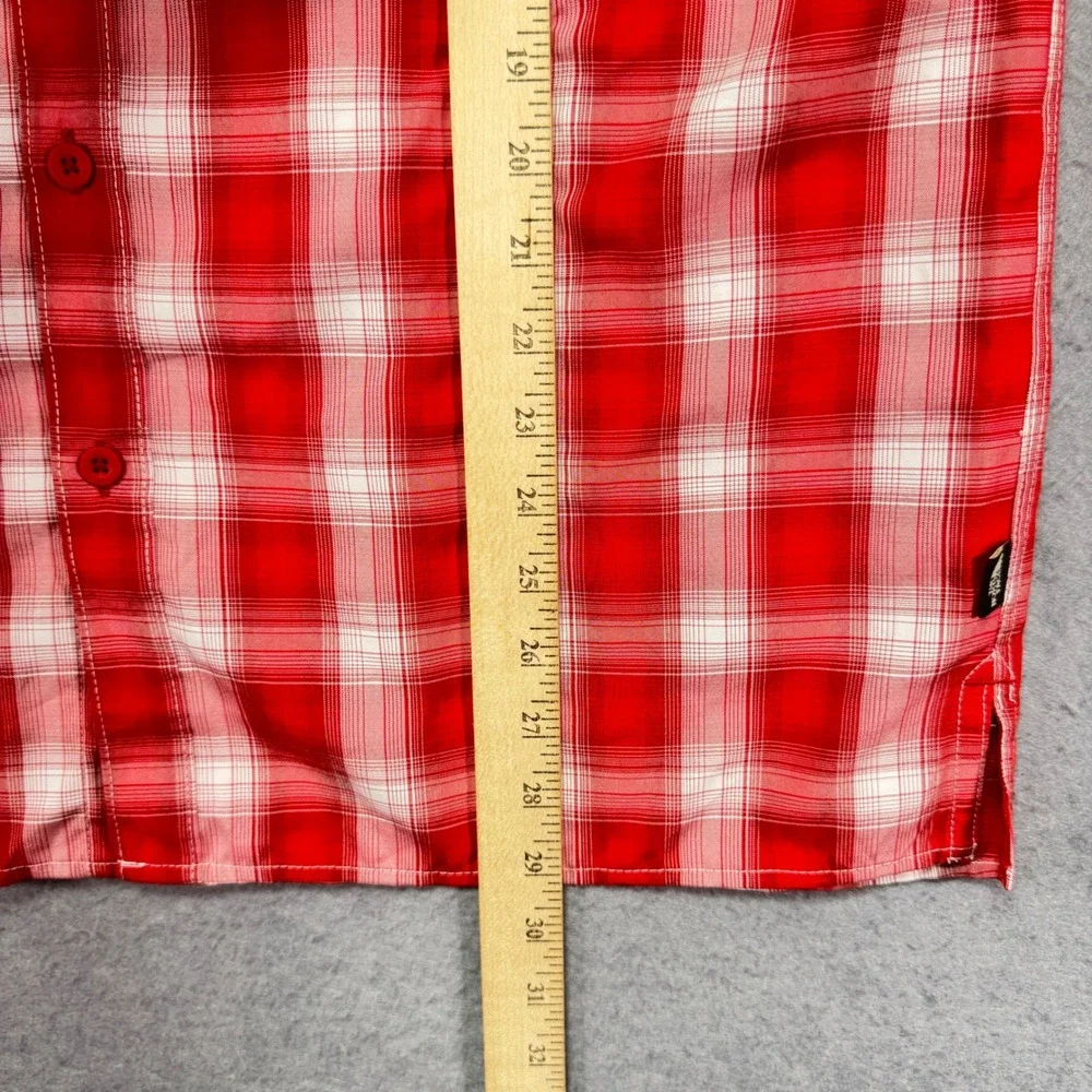 The North Face Mens Plaid Short‎ Sleeve Button Up Shirt Red White Outdoor M